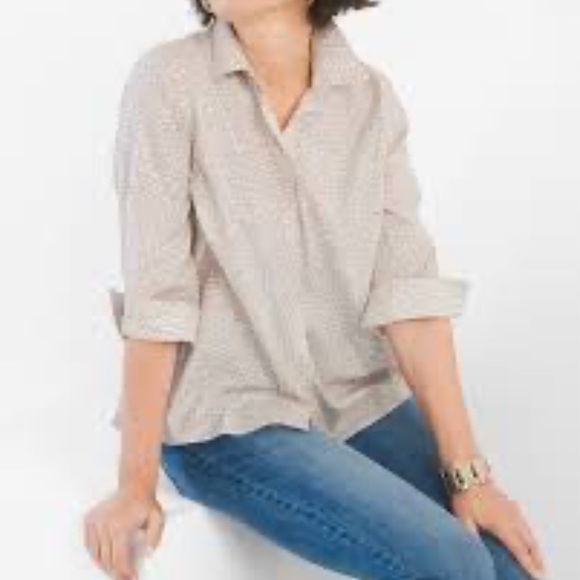 Chico’s Leopard pleat back 3/4 sleeves no-iron buttoned down women’s shirt Sz XL - Picture 2 of 11